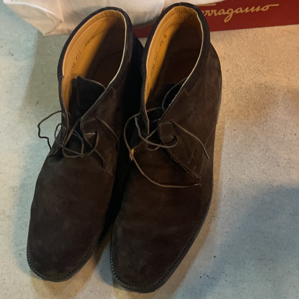 Salvatore Ferragamo Brown Suede Ankle Boots